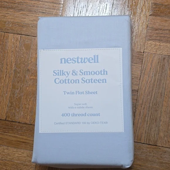 Nestwell Silky & Smooth Cotton Sateen 400 thread count twin flat sheet
