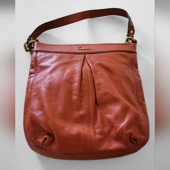 Coach Orange Leather Ashley Crossbody Hobo Bag