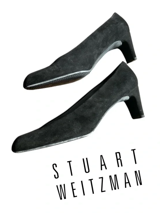 NIB RARE Stuart Weitzman Black Suede ChicPump Kitten Heels Size 9