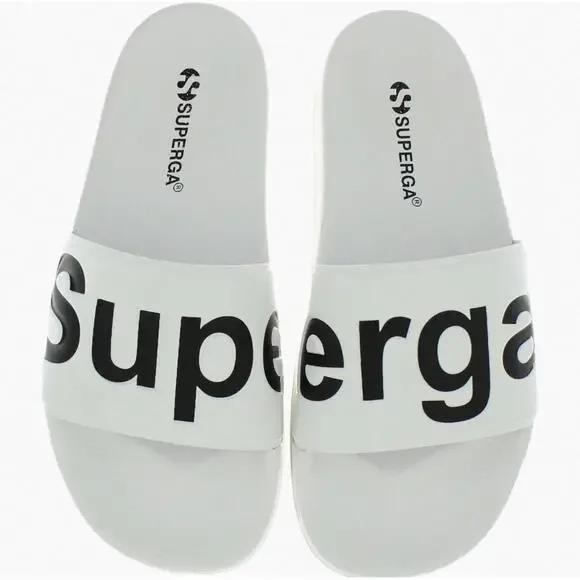 Superga 1908 Signature Pool Slide Sandals White-Black‎ Size 10(Medium)