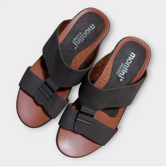 😚MONTINI COMFORT MEN'S SIZE 44 EU 10 USA BROWN ADJUSTABLE SANDLE.