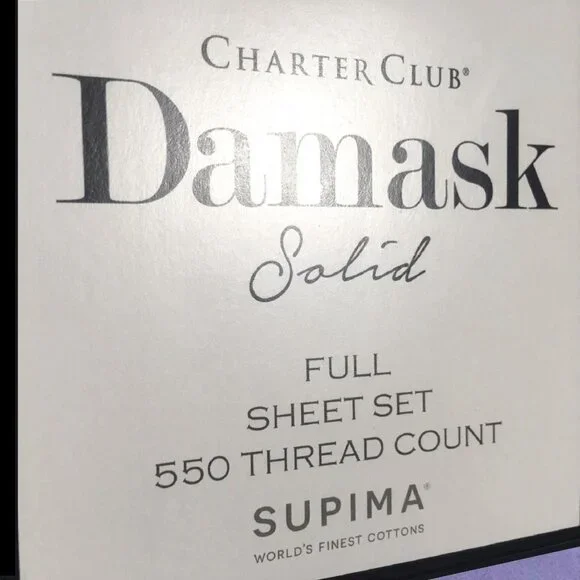 brand new AMETHYST PURPLE Charter Club 550 TC 100% Supima Cotton FULL Sheet Set