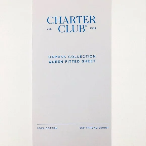 new SOLID WHITE Charter Club 550 TC 100% Cotton 18” Deep Queen Fitted Sheet