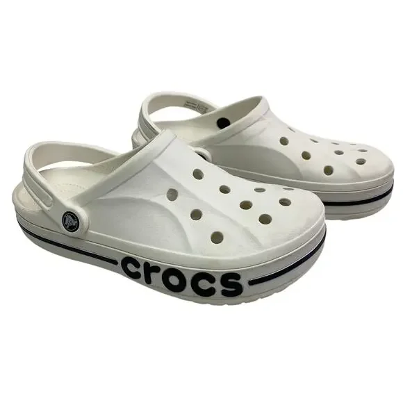 Crocs Unisex Bayaband Clogs Mens 8 Womens 10 White Blue Sandal Slip On