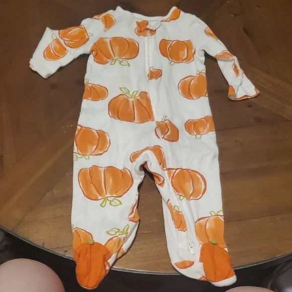 Carter's White and Orange Pumpkin Footie