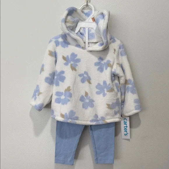 Carter's Blue Floral Fleece Hoodie Set