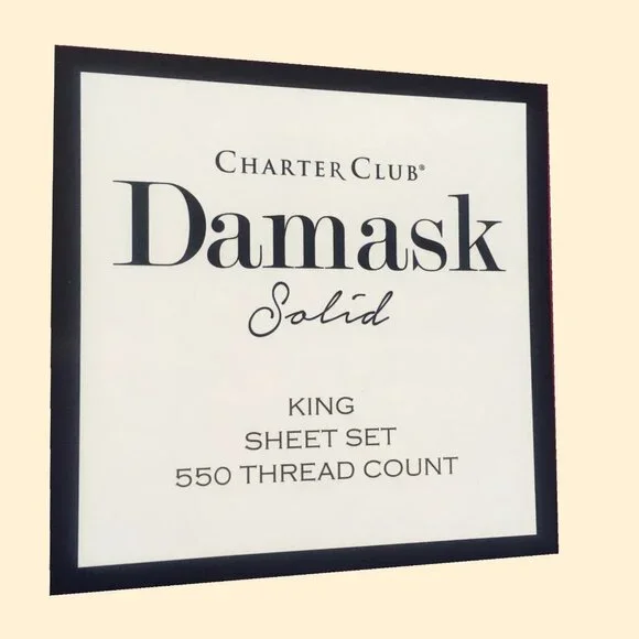 new Charter Club Damask Solid 550 TC 100% Cotton KING Sheet Set BUTTERCUP YELLOW