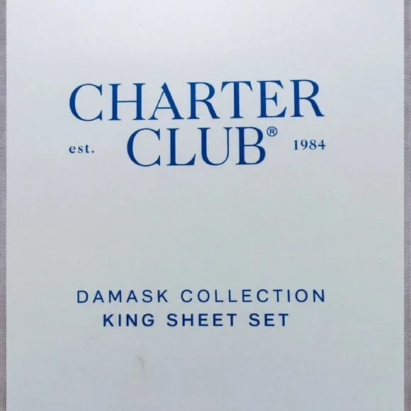 new SMOKE color Charter Club Damask Solid 550 TC 100% Cotton KING Sheet Set