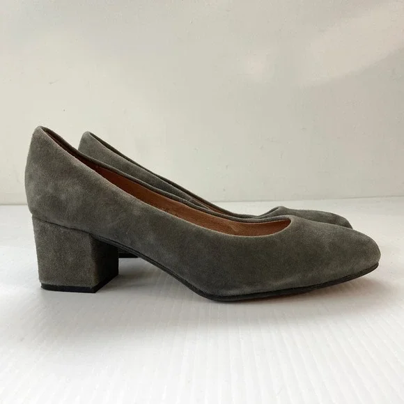 J Jill Gray Suede Leather Block‎ Heel Pumps Womens 8.5