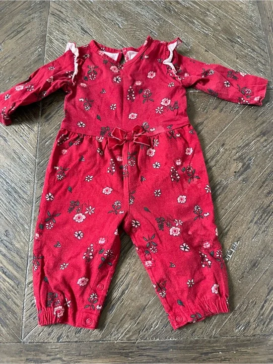Carter's Red Floral Infant One-Piece