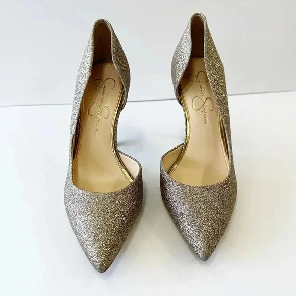 JESSICA SIMPSON Sparkly D'Orsay Party Heels Size 7.5‎