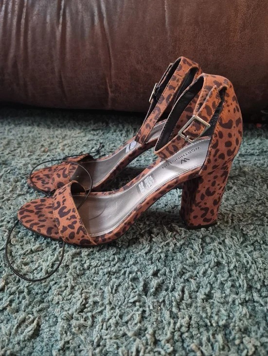Worthington Animal Print Block Heels Open Toe 6.5 NWOB