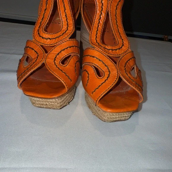 HANDMADE VINTAGE ORANGE PRADA HEELS