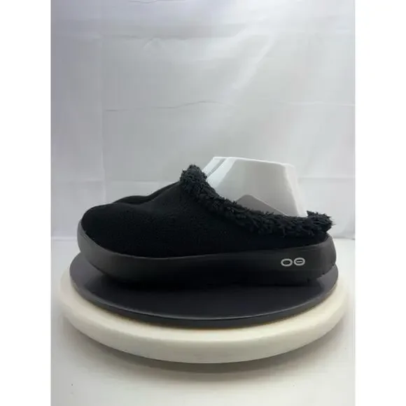 Oofos Oocoozie Mule Mens‎ Size 11 Black Sherpa Comfort Recovery Slip On Shoes