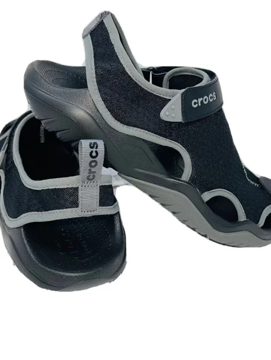 Crocs Swiftwater Mesh Deck Sandal MENS SIZE 7 Black Water Shoes Hiking Beach