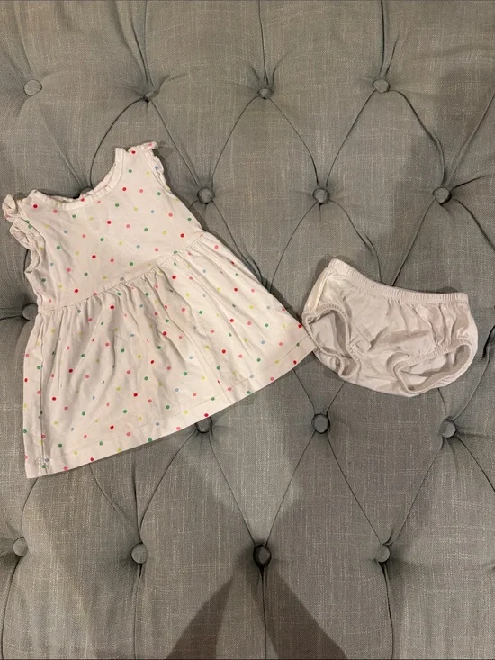 Carter's White Dress with Multicolor Polka Dots