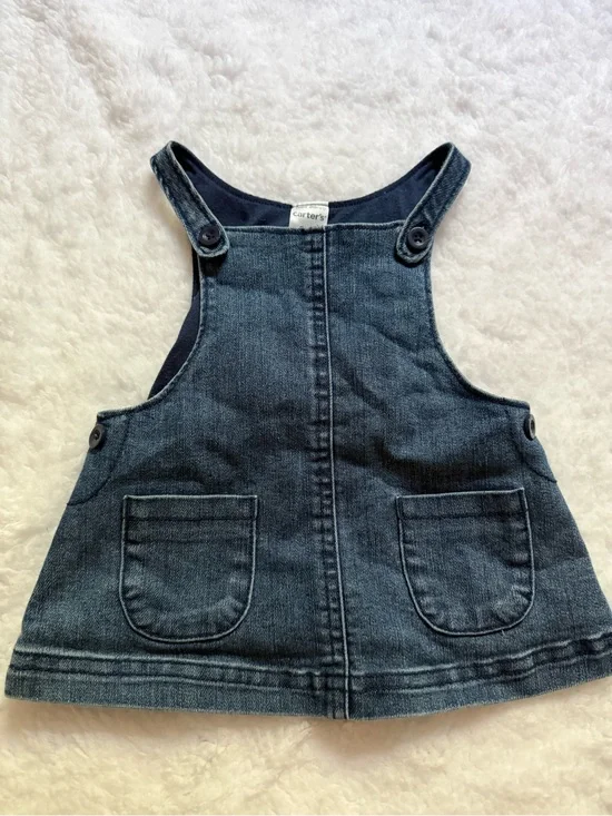 Carter's Dark Blue Denim Pinafore Dress - Girls
