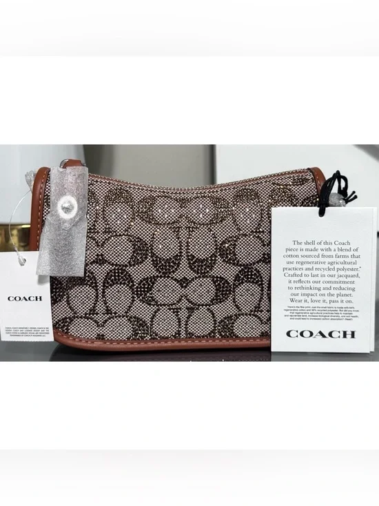 COACH Swinger Bag 20 With Chain In Crystal Signature Jacquard Shoulder Bag‎
