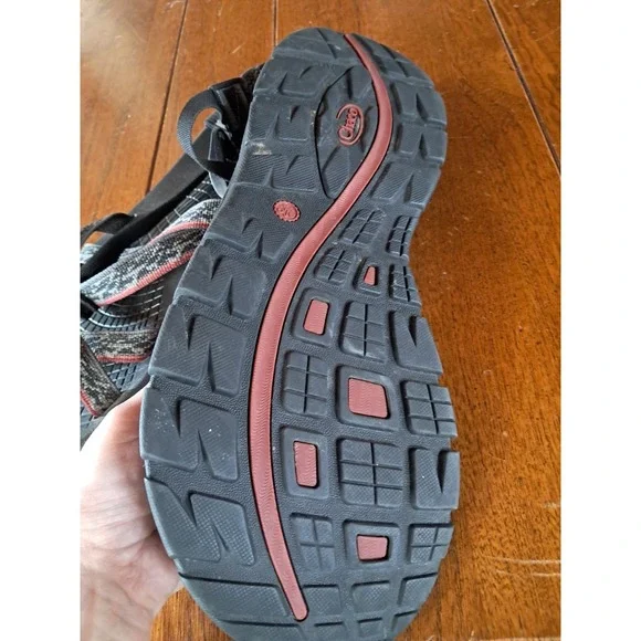 Men's Chaco Z/Volv Hiking Sandals Sz 13 Gray/Black/Red Adjustable Unaweep *NICE*