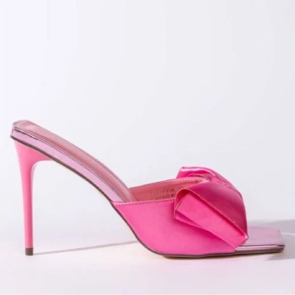 Azalea Wang Pretty in Pink Bow High Heel Sandals