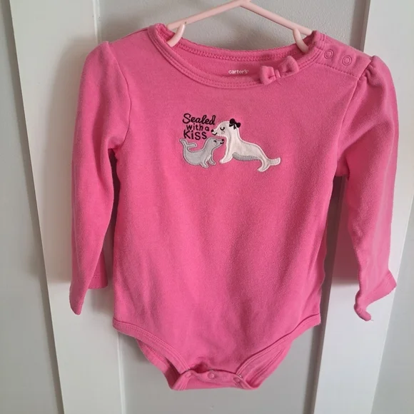 Carter's Pink Baby Bodysuit with Seal Graphic