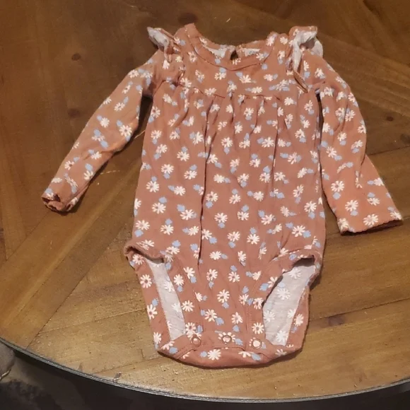 🐻 Carter's Orange Floral Long Sleeve Bodysuit