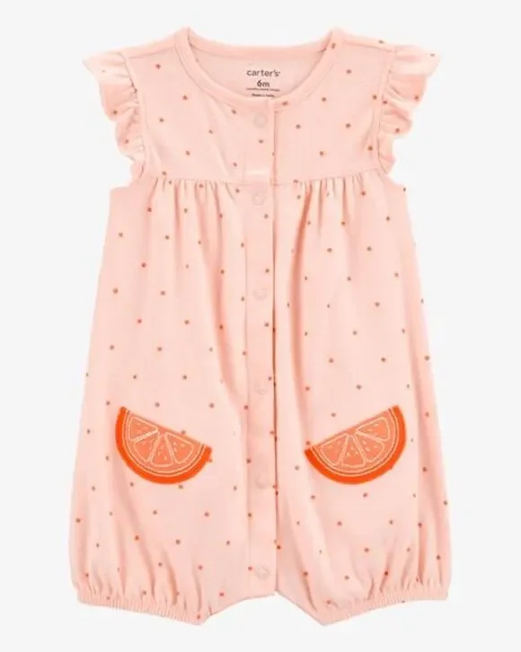 NEW! Carter’s NB Baby Girl Romper Orange