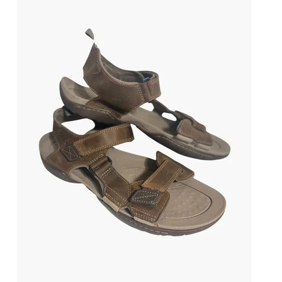 Clarks Leather Sport Sandals Fisherman Men 12M Brown Adjustable Straps 63581‎
