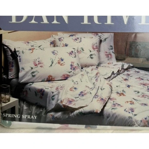 Vintage‎ 80s Pillowcases Tulip Floral Spring Spray Pattern Dan River Peach Pink