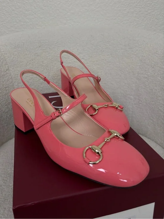 Gucci Horsebit Pumps Patent Leather Pink Size 38.5