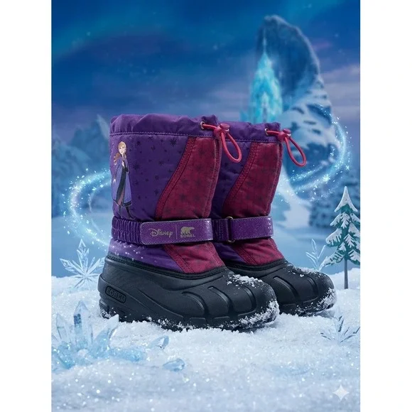 Sorel Disney 💜Frozen 2 Anna Flurry‎ Purple Pink Snow Boots Girls Kids-1