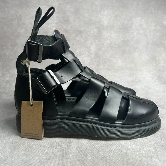 Dr Martens Geraldo Gladiator Sandal Black Leather Buckle Straps Mens 12