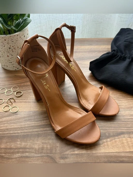Taylor Camel Ankle Strap Heel Sandals