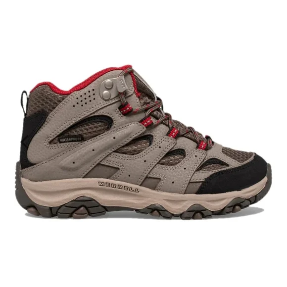 Size 5-Merrell Moab 3 Mid MK265701 Hiking Boots Kids Boulder Red Waterproof