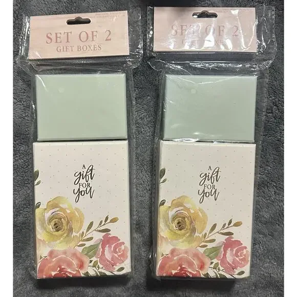 Set of 4 Floral Gift Boxes (2 Sets of 2) Small & Large | “A Gift For You” | New