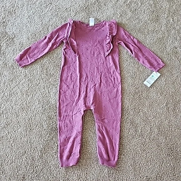 Carters Mauve Long Sleeve Ruffle Romper 24 Months