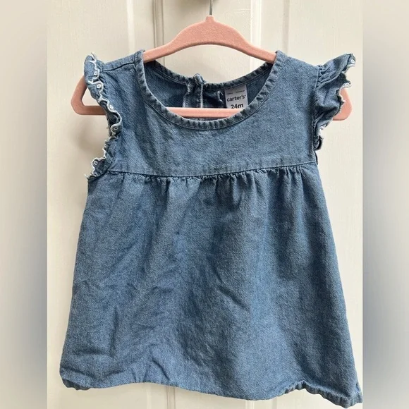 NWOT Carter’s 24M Denim Flutter Sleeve Blouse