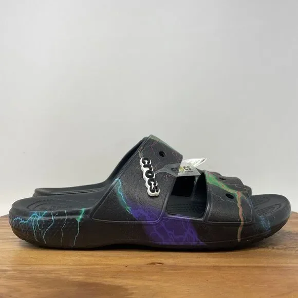NEW Crocs Classic Out of this World Sandal Black w/Lightning Bolts Men's Size 8