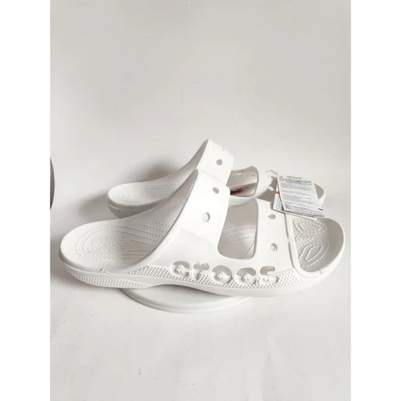 New Crocs Baya Sandals Slides M 12 W14 White Double Strap Lightweight Comfort
