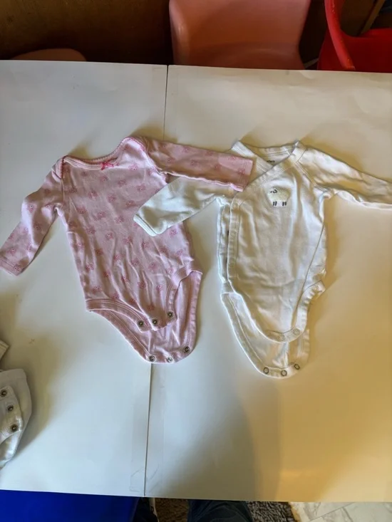 Carter's Pink & White Long-Sleeve Baby Bodysuit Set