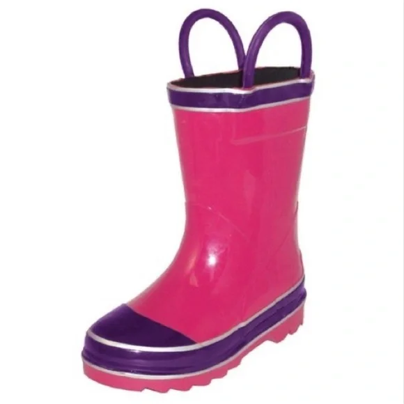 Northside Little Girls' Classic Solid Rainboot Pink / Purple Slip On Size 2 NEW