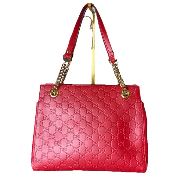 Gucci Apollo Red Leather Guccissima Signature Bag