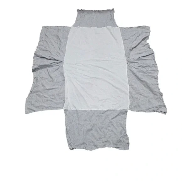 Pottery Barn Kids Crib Skirt Gray Linen Blend Ruffle Tailored