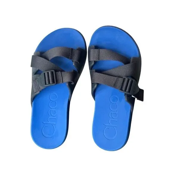 Chaco Men’s Chillos Blue Black Adjustable Slides Size 8