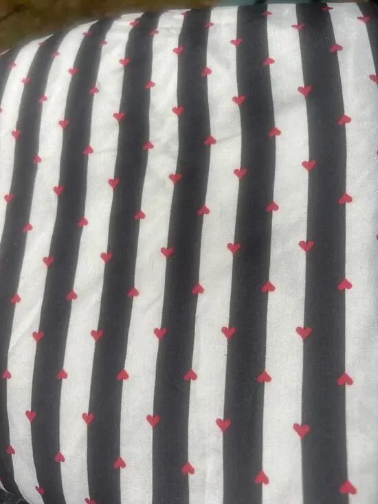 Betsey Johnson Wonderland Stripe Sheets With Hearts Wrinkle Free Microfiber FULL