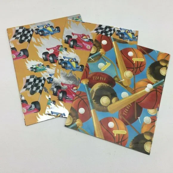 Sports Racing Boy Gift Printed Wrapping Paper Present Golf Baseball Basketball