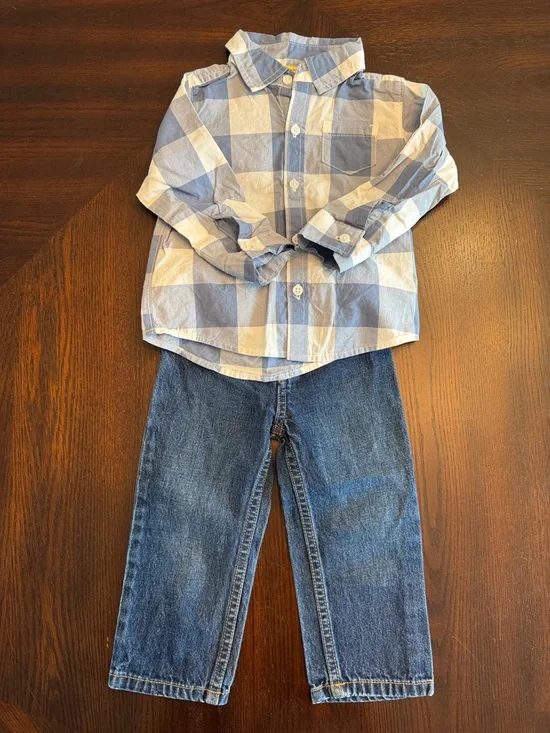 Carter's Baby Boy Plaid Shirt & Jeans Outfit Set 18M