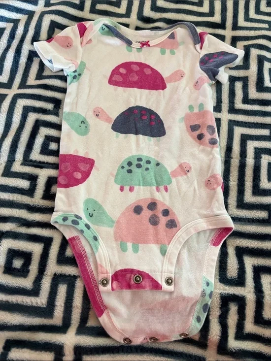 Carter's Pink, Mint & Navy Turtle Print Baby Bodysuit