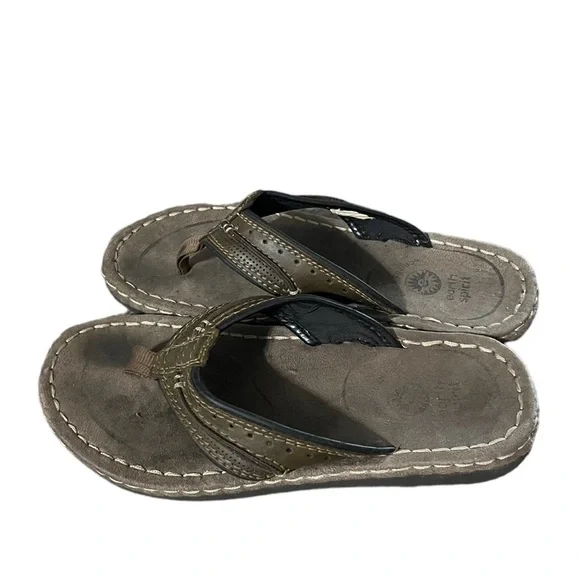 Earth Spirit Mens Cushioned Leather Flip Flop Thong Size 7