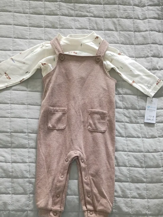 Carter's Mauve Pink Knit Romper with Cream Printed Tee